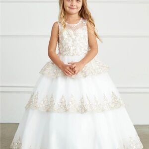 Tip Top Kids Ivory and Gold Formal Dress